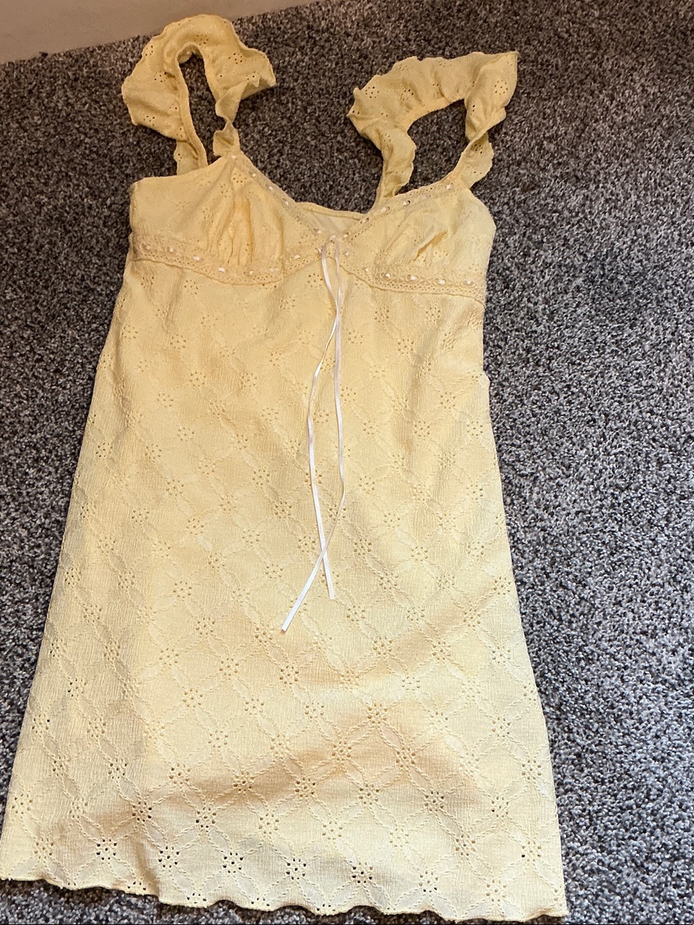 wild fable Pale Yellow Eyelet Cotton Chemise